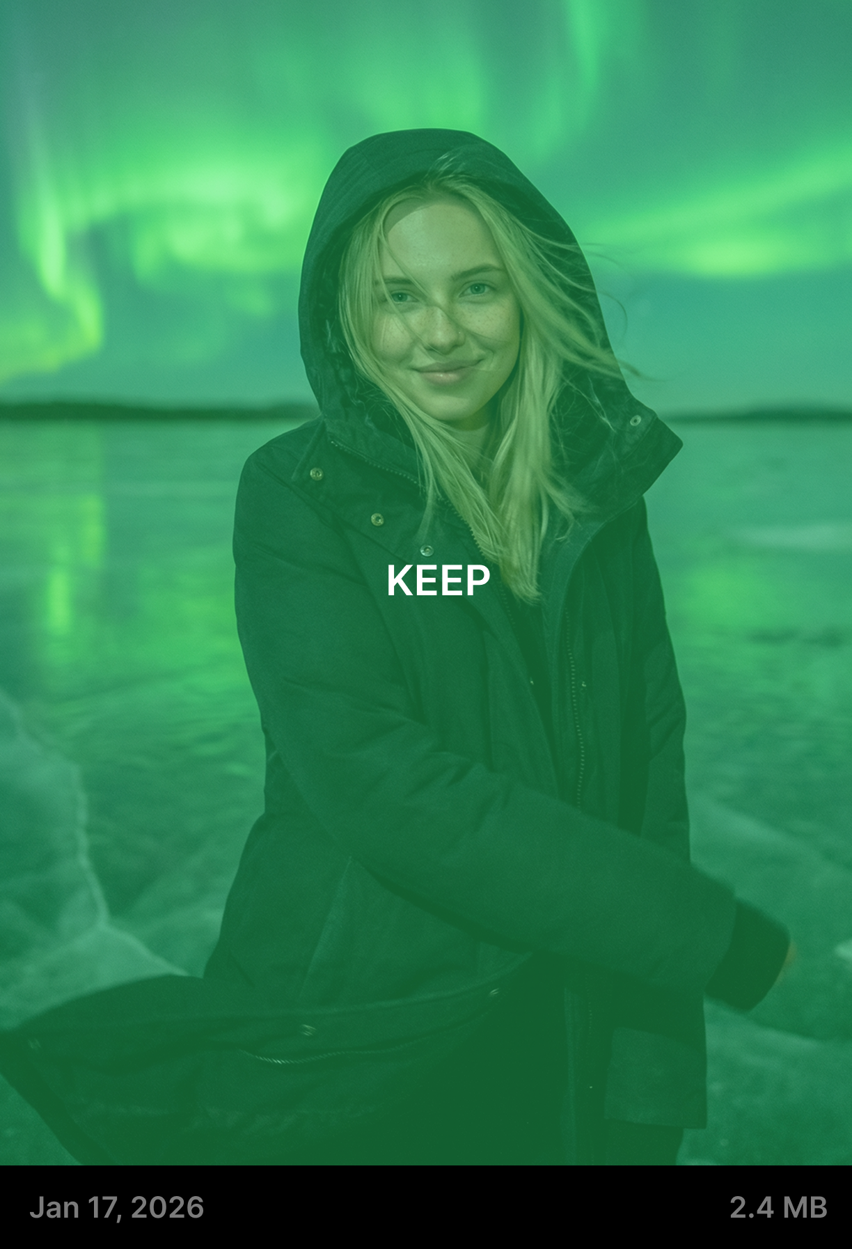 Photo swiped right to keep